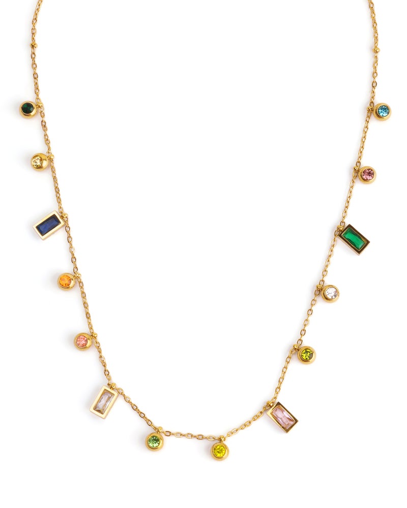 TAAHIRA 18kt Gold Plated Multi Charm Necklace - Image 1
